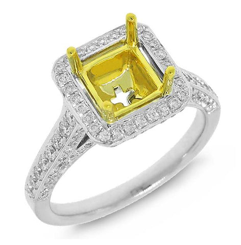 0.80 Ctw 14k Two-tone Gold Diamond Semi-mount Ring