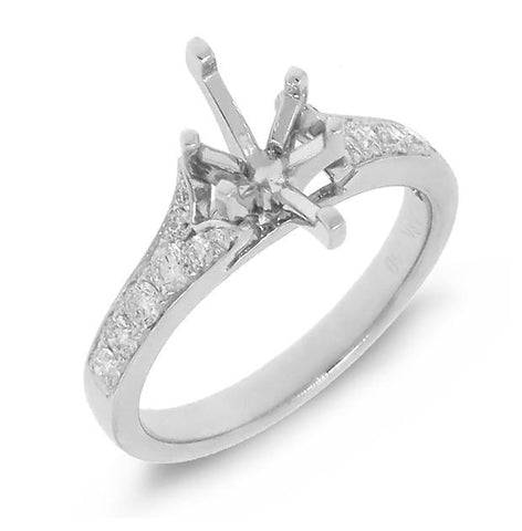 0.36 Ctw 18k White Gold Diamond Semi-mount Ring