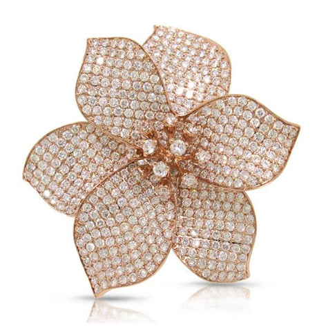 5.70 Ctw 14k Rose Gold Diamond Pave Flower Ring