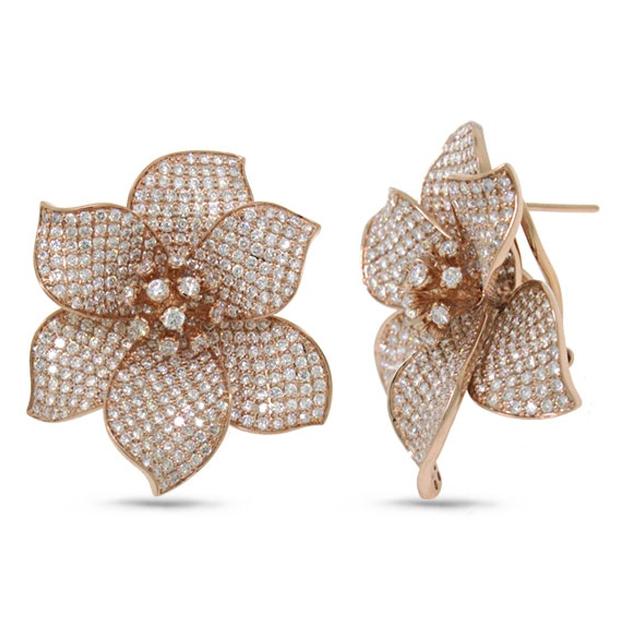 7.50 Ctw 14k Rose Gold Diamond Flower Earring