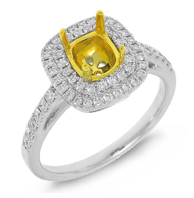 0.37 Ctw 14k Two-tone Gold Diamond Semi-mount Ring