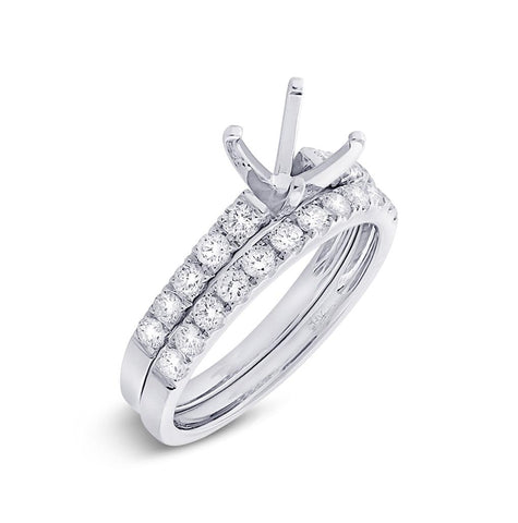 0.79 Ctw 14k White Gold Diamond Semi-mount Ring 2-pc