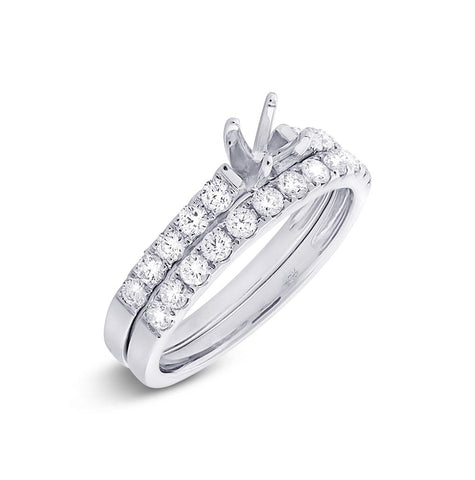 0.79 Ctw 14k White Gold Diamond Semi-mount Ring 2-pc