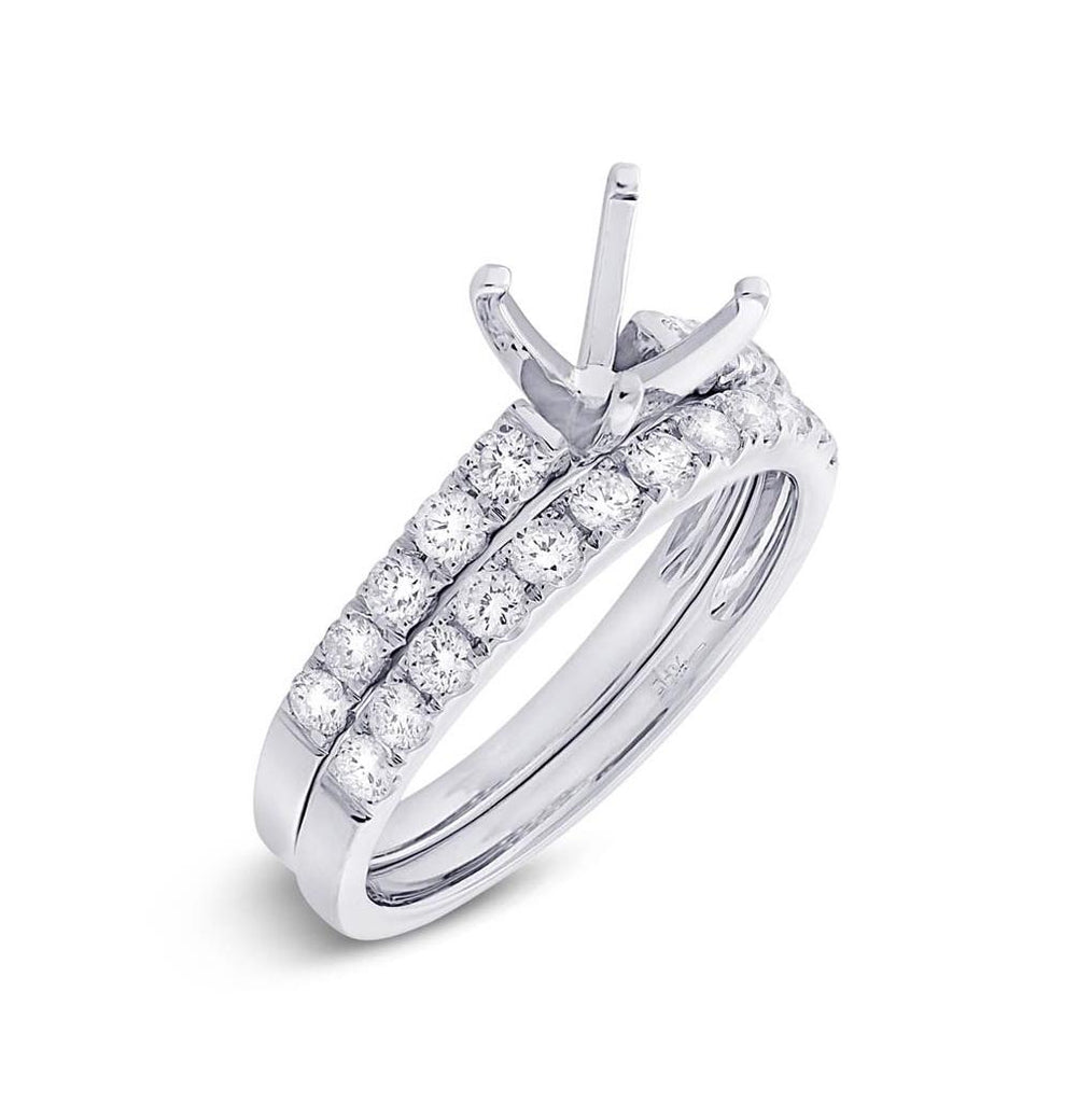 0.79 Ctw 14k White Gold Diamond Semi-mount Ring 2-pc Size 5