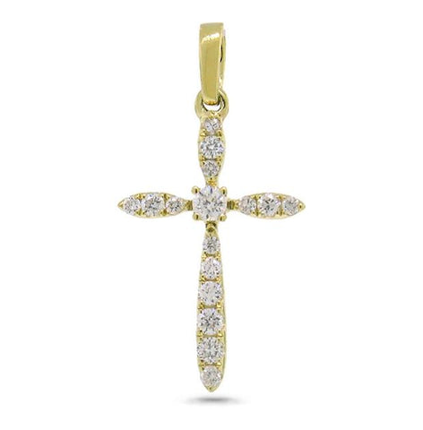 0.18 Ctw 14k Yellow Gold Diamond Cross Pendant Necklace With 18 Inch Chain