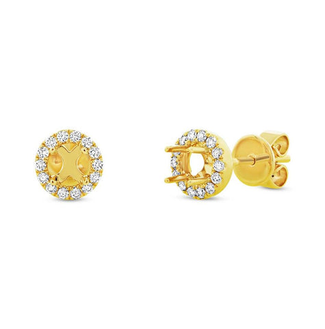 0.20 Ctw 14k Yellow Gold Diamond Semi-mount Earring