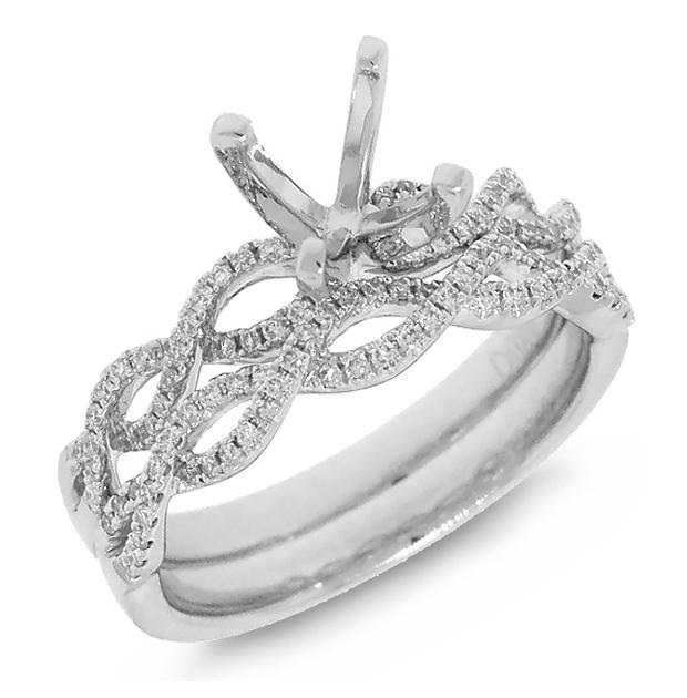 0.28 Ctw 14k White Gold Diamond Semi-mount Ring 2-pc
