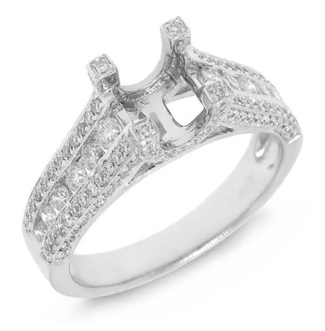0.81 Ctw 14k White Gold Diamond Semi-mount Ring