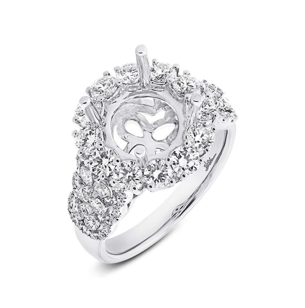 1.61 Ctw 18k White Gold Diamond Semi-mount Ring