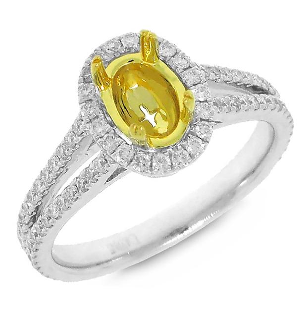 0.56 Ctw 14k Two-tone Gold Diamond Semi-mount Ring