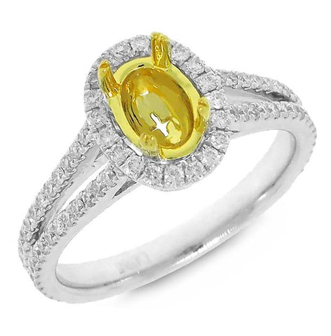 0.56 Ctw 14k Two-tone Gold Diamond Semi-mount Ring