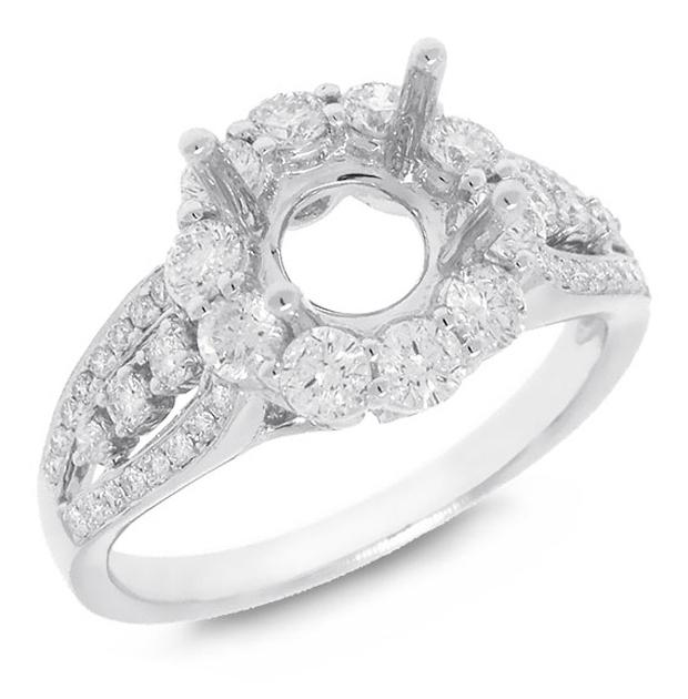 0.95 Ctw 14k White Gold Diamond Semi-mount Ring