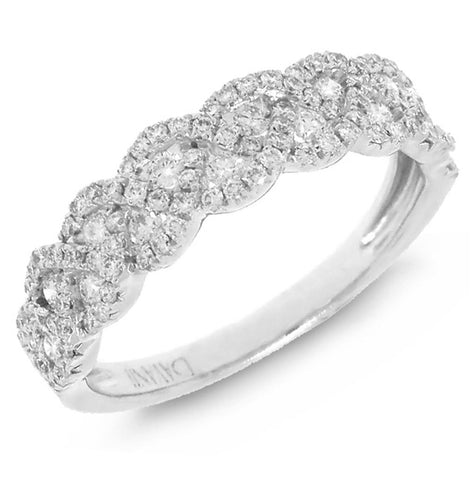 0.57 Ctw 14k White Gold Diamond Womens Band Size 5.5