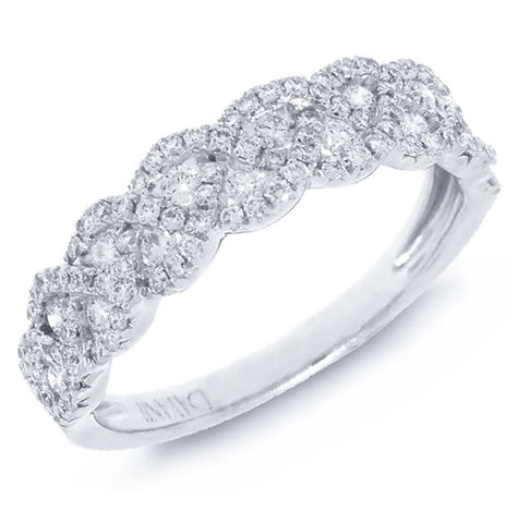 0.57 Ctw 14k White Gold Diamond Womens Band Size 6