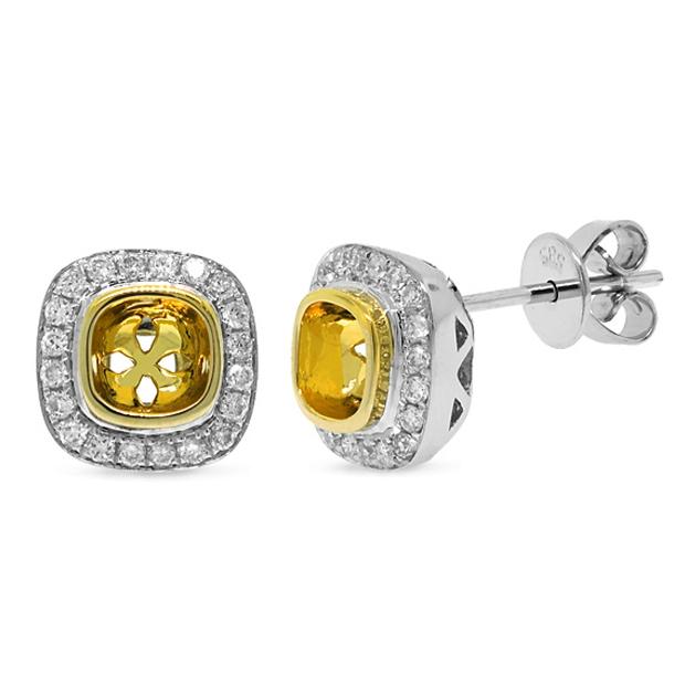 0.28 Ctw 14k Two-tone Gold Semi-mount Earring