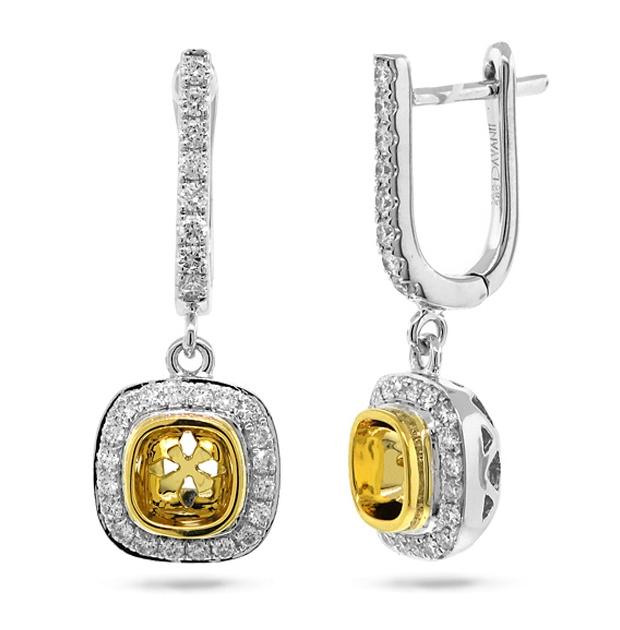 0.47 Ctw 14k Two-tone Gold Semi-mount Earring