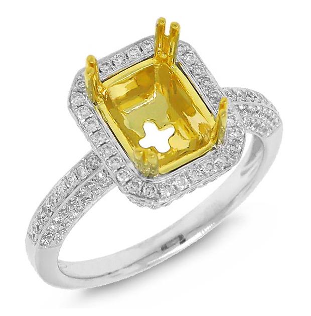 0.62 Ctw 18k Two-tone Gold Diamond Semi-mount Ring