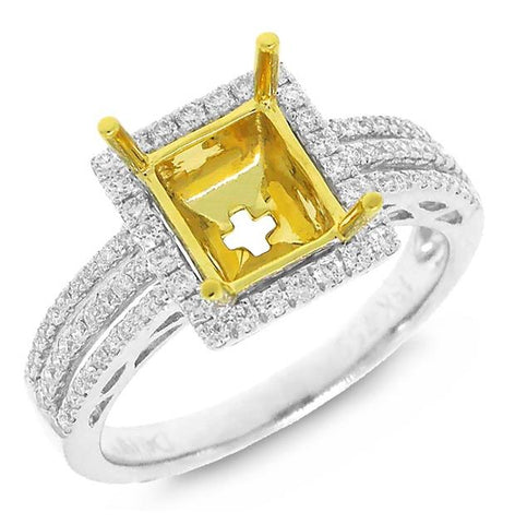 0.40 Ctw 18k Two-tone Gold Diamond Semi-mount Ring