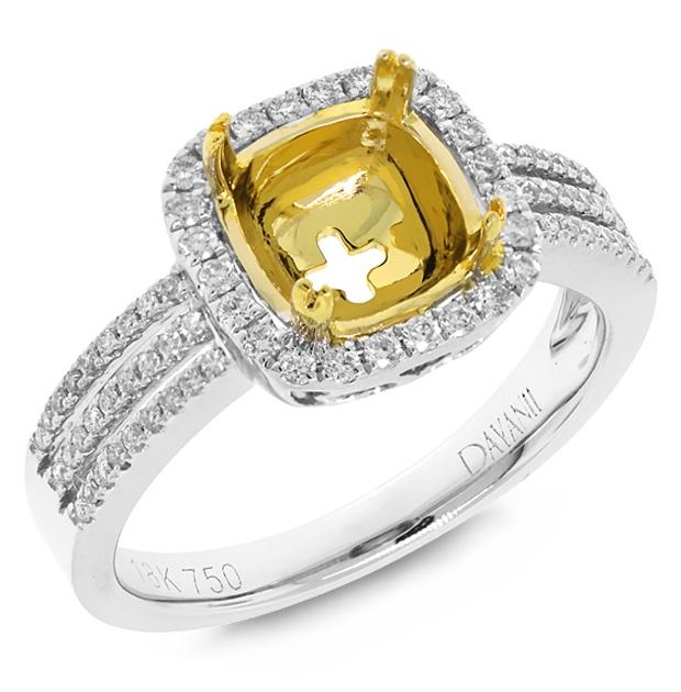 0.32 Ctw 18k Two-tone Gold Diamond Semi-mount Ring