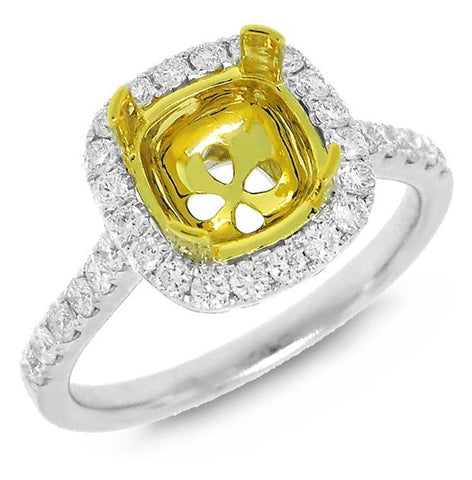 0.57 Ctw 18k Two-tone Gold Diamond Semi-mount Ring