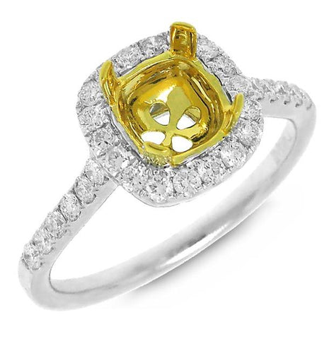 0.45 Ctw 18k Two-tone Gold Diamond Semi-mount Ring