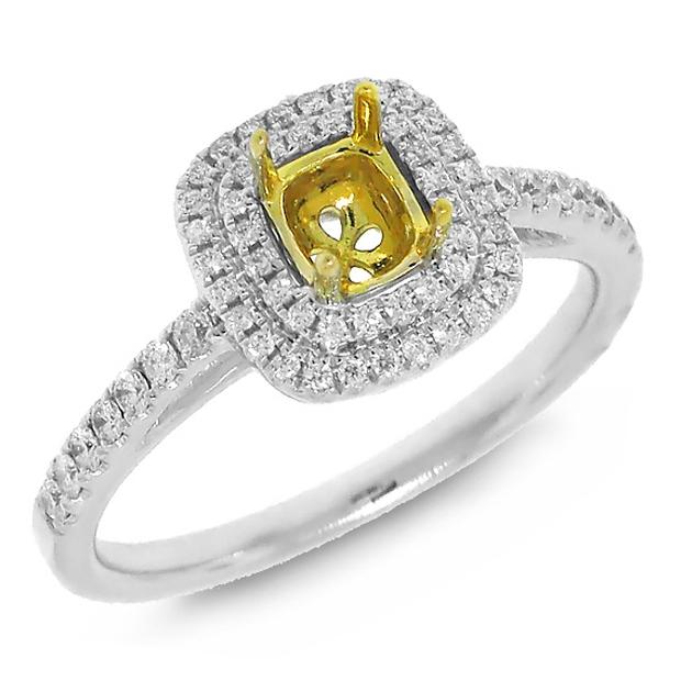 0.28 Ctw 18k Two-tone Gold Diamond Semi-mount Ring