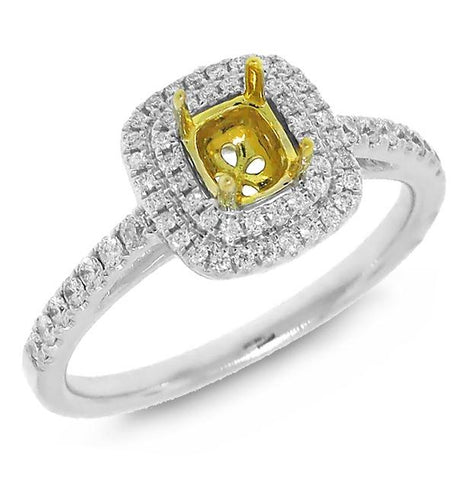 0.28 Ctw 18k Two-tone Gold Diamond Semi-mount Ring