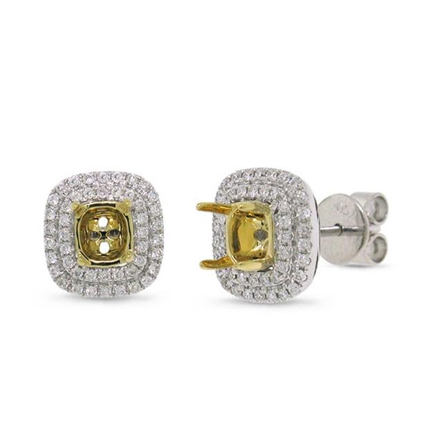 0.31 Ctw 18k Two-tone Gold Diamond Semi-mount Earring