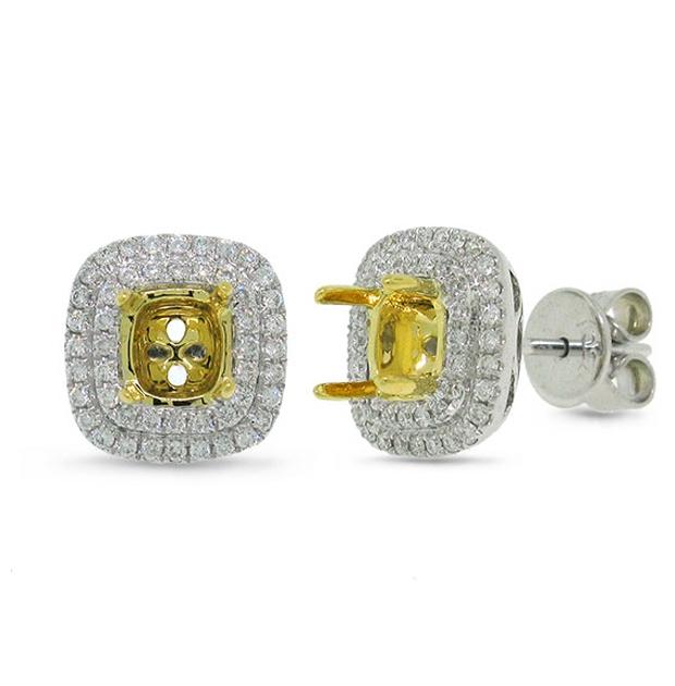 0.33 Ctw 18k Two-tone Gold Diamond Semi-mount Earring