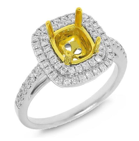 0.43 Ctw 18k Two-tone Gold Diamond Semi-mount Ring
