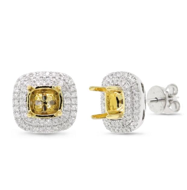 0.36 Ctw 18k Two-tone Gold Diamond Semi-mount Earring