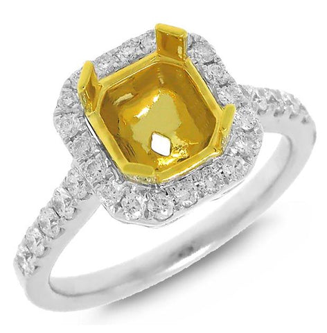0.51 Ctw 14k Two-tone Gold Diamond Semi-mount Ring
