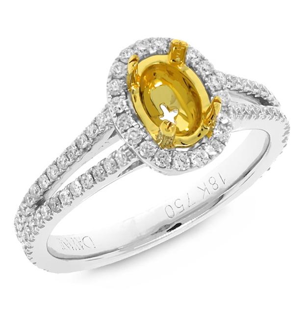 0.56 Ctw 18k Two-tone Gold Diamond Semi-mount Ring