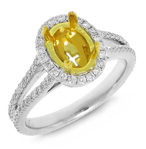 0.58 Ctw 18k Two-tone Gold Diamond Semi-mount Ring