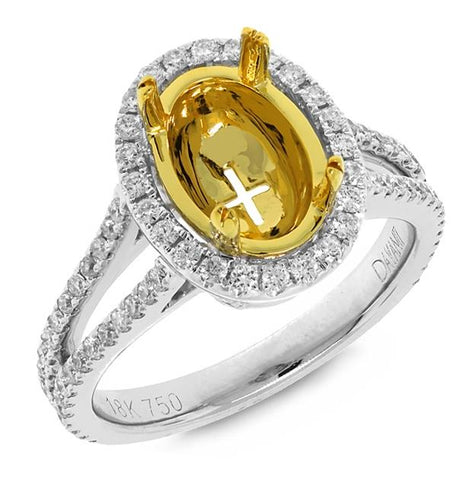 0.70 Ctw 18k Two-tone Gold Diamond Semi-mount Ring