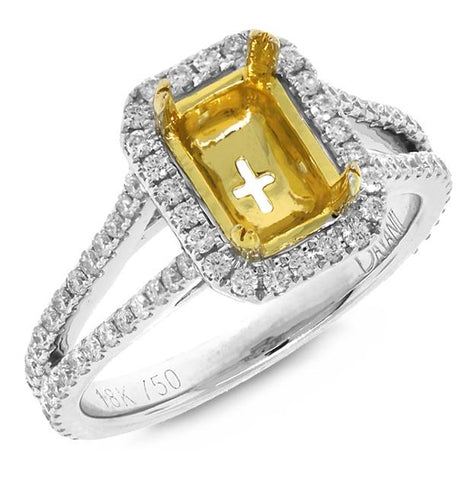 0.64 Ctw 18k Two-tone Gold Diamond Semi-mount Ring