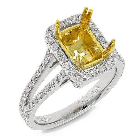 0.70 Ctw 18k Two-tone Gold Diamond Semi-mount Ring