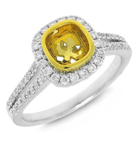 0.36 Ctw 18k Two-tone Gold Diamond Semi-mount Ring