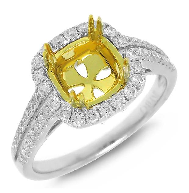 0.49 Ctw 18k Two-tone Gold Diamond Semi-mount Ring