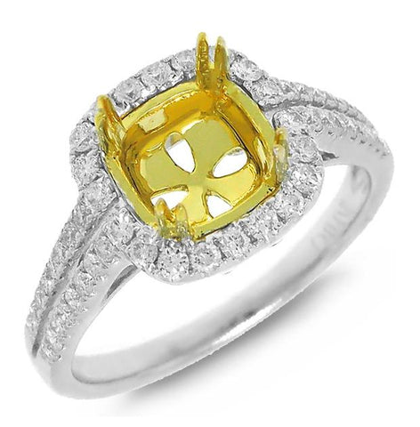 0.49 Ctw 18k Two-tone Gold Diamond Semi-mount Ring