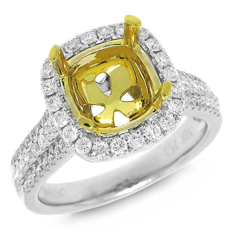 0.63 Ctw 18k Two-tone Gold Diamond Semi-mount Ring