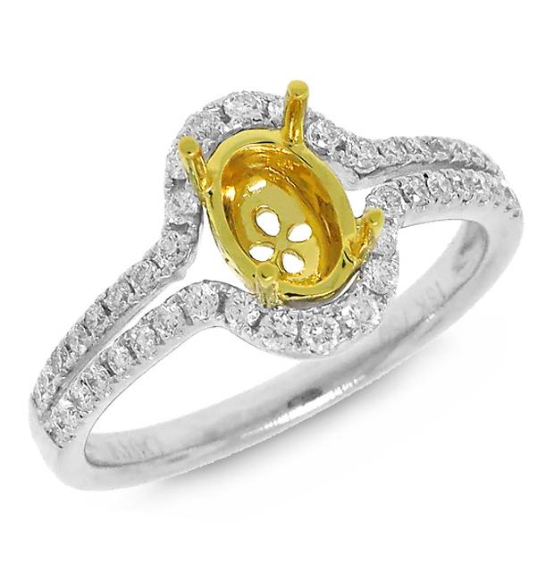 0.38 Ctw 18k Two-tone Gold Diamond Semi-mount Ring
