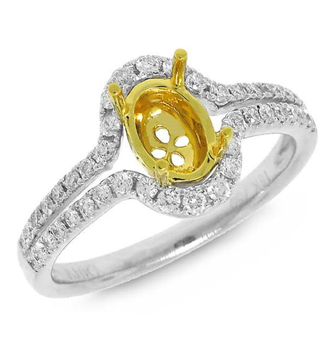 0.38 Ctw 18k Two-tone Gold Diamond Semi-mount Ring