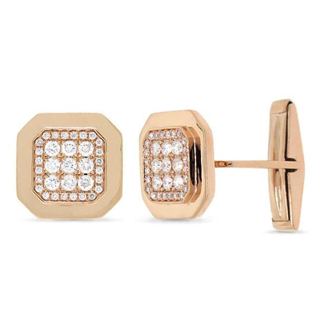 0.73 Ctw 14k Rose Gold Diamond Cuff Links