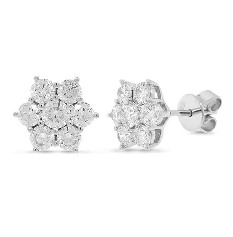 1.32 Ctw 14k White Gold Diamond Stud Earring