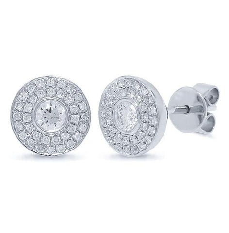 0.41 Ctw 18k White Gold Diamond Stud Earring