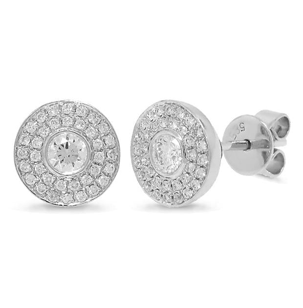 0.41 Ctw 14k White Gold Diamond Stud Earring