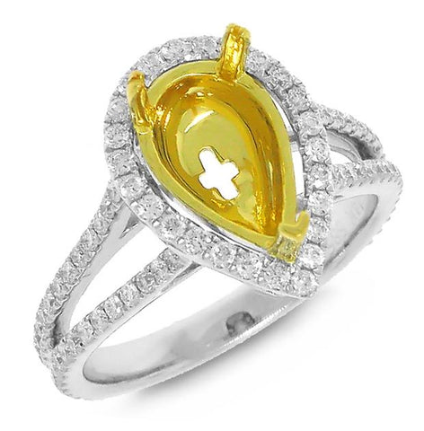 0.67 Ctw 14k Two-tone Gold Diamond Semi-mount Ring
