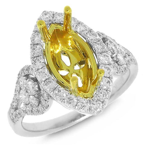 0.80 Ctw 18k Two-tone Gold Diamond Semi-mount Ring