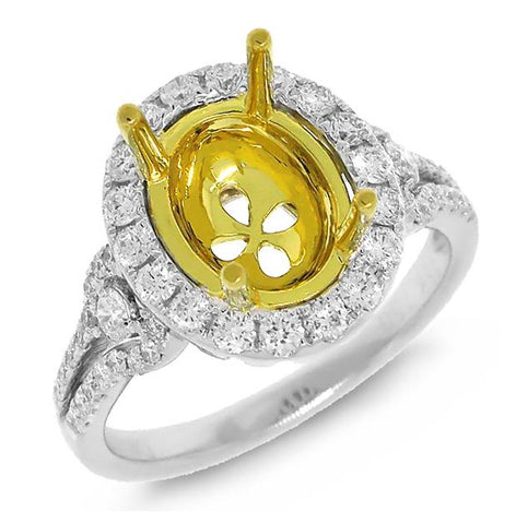 0.69 Ctw 18k Two-tone Gold Diamond Semi-mount Ring